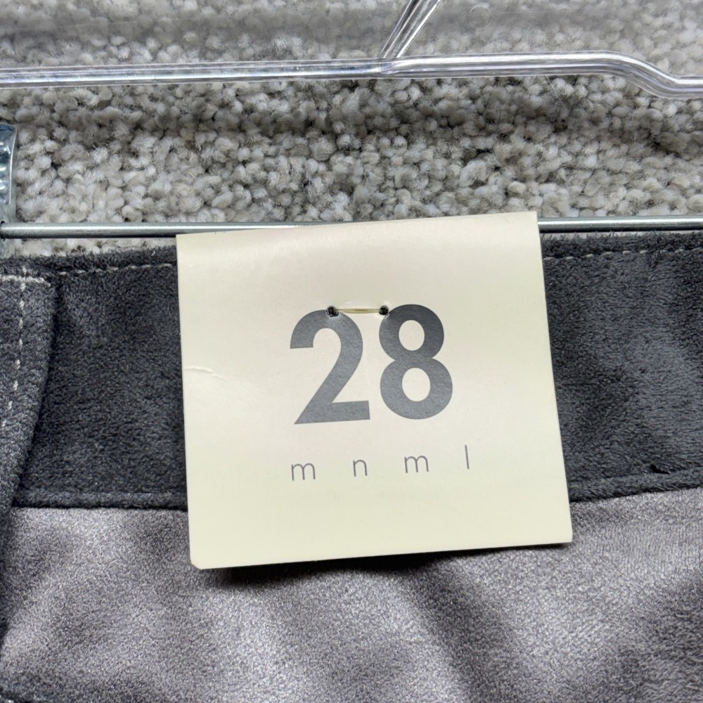 MNML Denim Button Fly Jeans Patchwork Suede Mens 28x34 Colorblock Black Gray NWT - Picture 13 of 16